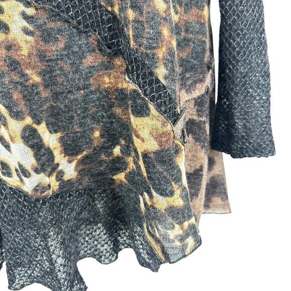 Ali Miles Petite Womens Leopard Print Mixed Media Lagenlook Light Sweater sz PL - Picture 7 of 16